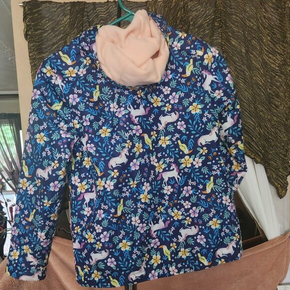 K2 Unicorn rain hoodie filled w/magical Unicorns fleece lined pckts Carter's Sz8 - Picture 2 of 7